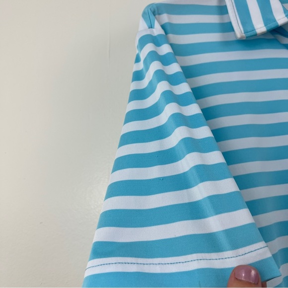 RLX Ralph Lauren Performance Striped Polo Blue White Lightweight Size Large - Picture 6 of 13